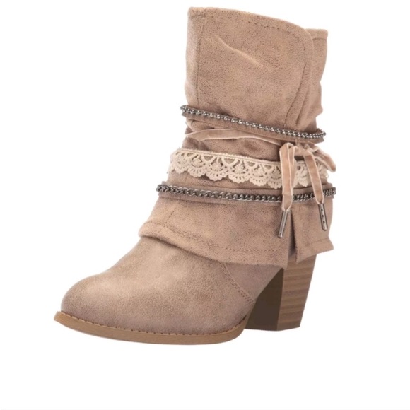 Jellypop Fedora Tan & Lace with Chains Women’s 8.5 Ankle Boots! - Picture 2 of 8